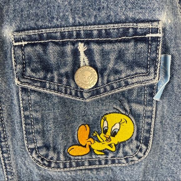 Warner Bros. Blue & White Looney Tunes Overalls - Picture 3 of 15